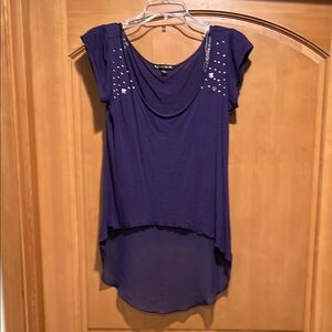 Eye Candy Purple High-Low Embellished Blouse